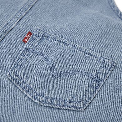 Girls 4-6x Levi's® Ruffle Top & Crochet Butterfly Denim Shortall 2-Piece Set