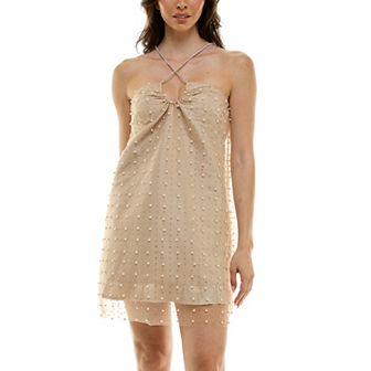Juniors' Violet Weekend Pearl A-Line Mini Dress
