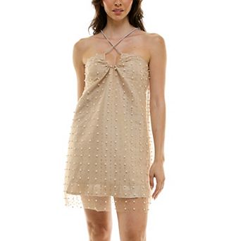 Juniors' Violet Weekend Pearl A-Line Mini Dress