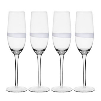 Fitz & Floyd Organic Band Set of 4 Champagne Flute Set