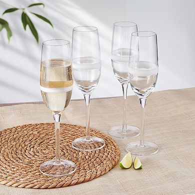 Fitz & Floyd Organic Band Set of 4 Champagne Flute Set