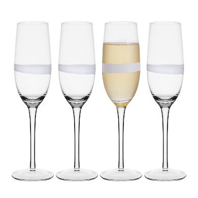 Fitz & Floyd Organic Band Set of 4 Champagne Flute Set