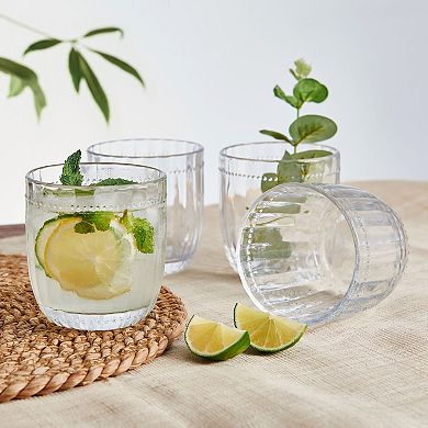 Fitz & Floyd Beaded 10 oz. Double Old Fashioned Glasses, Set of 4