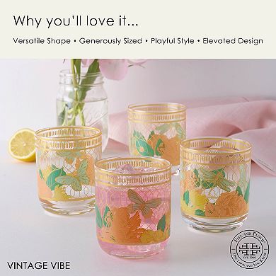 Fitz & Floyd Vintage Vibe 13 oz. Double Old Fashioned Glasses, Set of 4