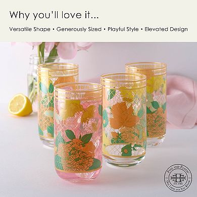 Fitz & Floyd Vintage Vibe 19 oz. Highball Glasses, Set of 4