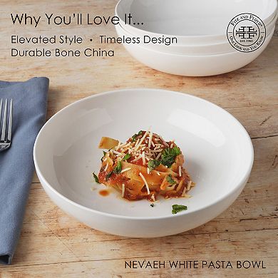 Fitz & Floyd Nevaeh White Pasta Dinner Bowls, Set of 4