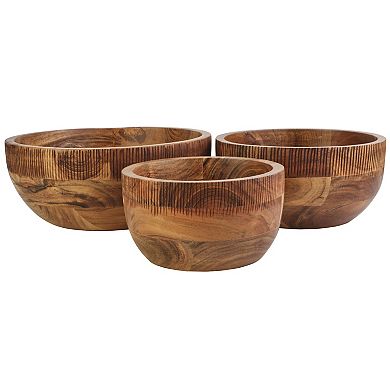 Fitz & Floyd Caleb Natural Acacia Wood Serve Bowls, Set of 3