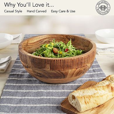 Fitz & Floyd Caleb Natural Acacia Wood Large Serve Bowl