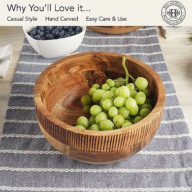 Fitz & Floyd Caleb Natural Acacia Wood Medium Serve Bowl