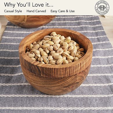 Fitz & Floyd Caleb Natural Acacia Wood Small Serve Bowl