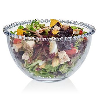 Fitz & Floyd Everyday White Beaded 8.25 in Large Glass Bowl