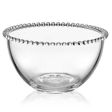 Fitz & Floyd Everyday White Beaded 8.25 in. Large Glass Bowl