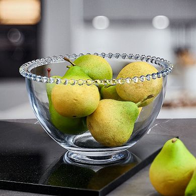 Fitz & Floyd Everyday White Beaded 8.25 in. Large Glass Bowl