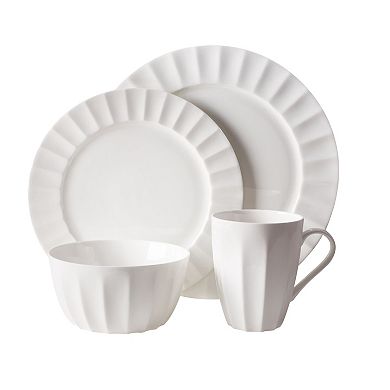 Fitz & Floyd Nevaeh 16-pc. White Fluted Dinnerware Set