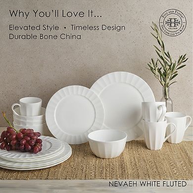 Fitz & Floyd Nevaeh 16-pc. White Fluted Dinnerware Set