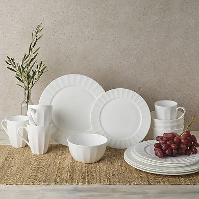 Fitz & Floyd Nevaeh 16-pc. White Fluted Dinnerware Set