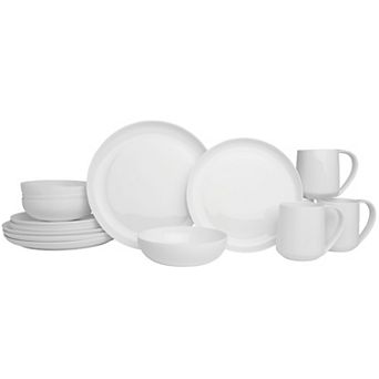 Fitz & Floyd 16 pc Nevaeh White Coupe Dinnerware Set