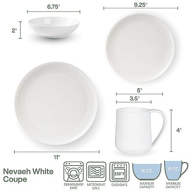 Fitz & Floyd 16-Piece Nevaeh White Coupe Dinnerware Set