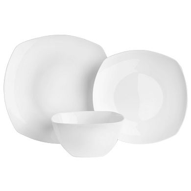 Fitz & Floyd 12-Piece Nevaeh White Soft Square Dinnerware Set
