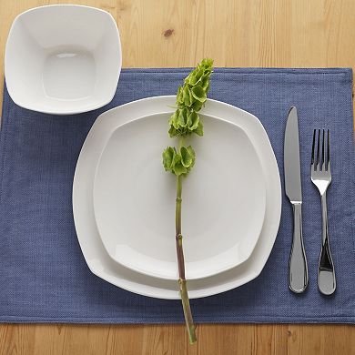 Fitz & Floyd 12-Piece Nevaeh White Soft Square Dinnerware Set