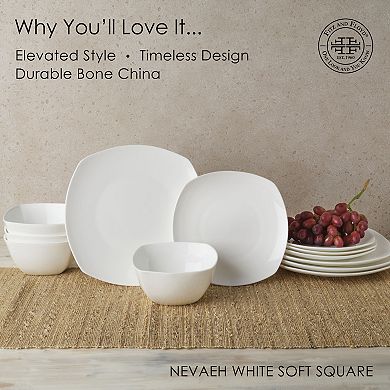 Fitz & Floyd 12-Piece Nevaeh White Soft Square Dinnerware Set