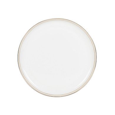 Fitz & Floyd 16-Piece Nevaeh White Coupe Gold Bands Dinnerware Set