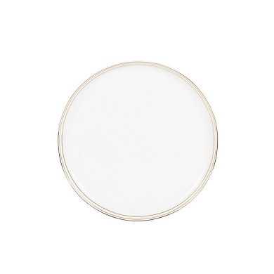 Fitz & Floyd 16-Piece Nevaeh White Coupe Gold Bands Dinnerware Set