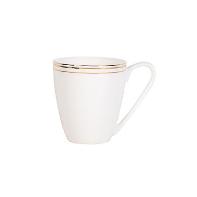 Fitz & Floyd 16-Piece Nevaeh White Coupe Gold Bands Dinnerware Set