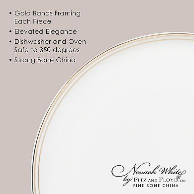 Fitz & Floyd 16-Piece Nevaeh White Coupe Gold Bands Dinnerware Set