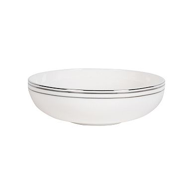 Fitz & Floyd 16-Piece Nevaeh White Coupe Platinum Bands Dinnerware Set