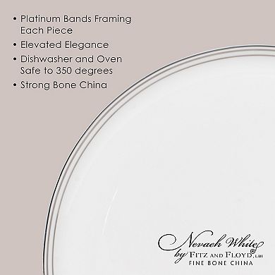 Fitz & Floyd 16-Piece Nevaeh White Coupe Platinum Bands Dinnerware Set