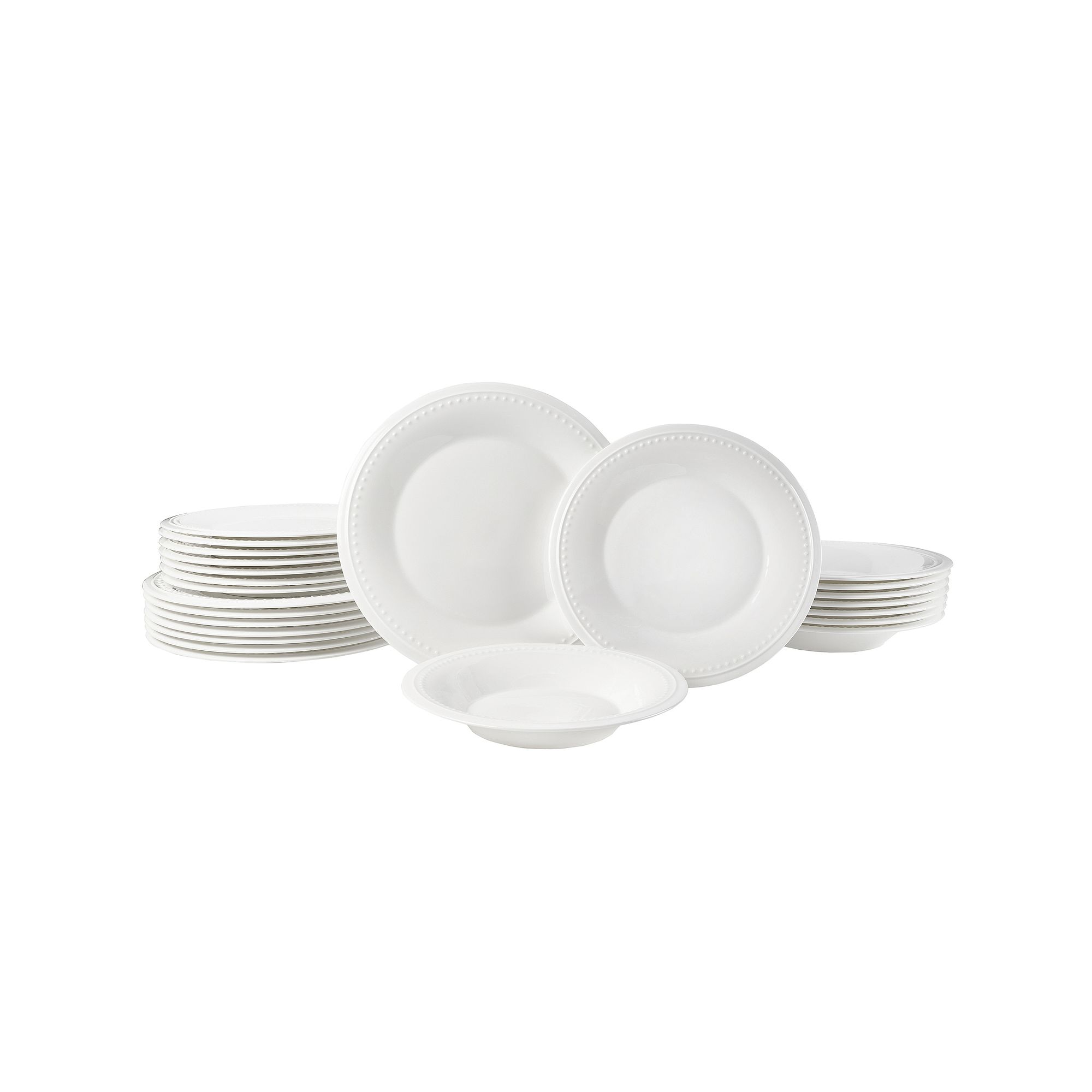 Fitz & Floyd 24-Piece Nevaeh White Classic Bead 24-Piece Dinnerware Set