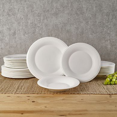 Fitz & Floyd 24-Piece Nevaeh White Classic Bead 24-Piece Dinnerware Set