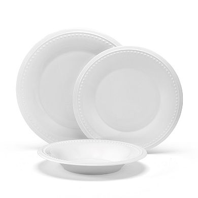 Fitz & Floyd 24-Piece Nevaeh White Classic Bead 24-Piece Dinnerware Set