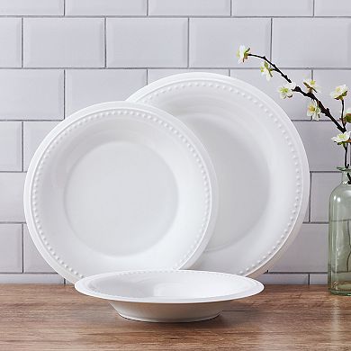 Fitz & Floyd 24-Piece Nevaeh White Classic Bead 24-Piece Dinnerware Set