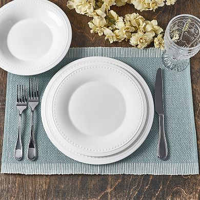 Fitz & Floyd 24-Piece Nevaeh White Classic Bead 24-Piece Dinnerware Set