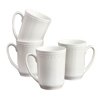 Fitz & Floyd 4 pc Nevaeh White Classic Bead Mug Set
