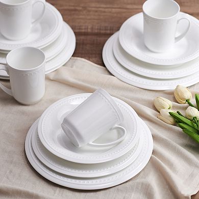 Fitz & Floyd 4-Piece Nevaeh White Classic Bead Mug Set
