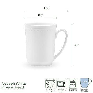 Fitz & Floyd 4-Piece Nevaeh White Classic Bead Mug Set