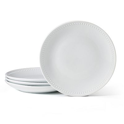 Fitz Floyd 4-Piece Everyday White Beaded Coupe Dinner Plate Set