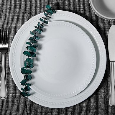 Fitz & Floyd 4-Piece Everyday White Beaded Coupe Dinner Plate Set
