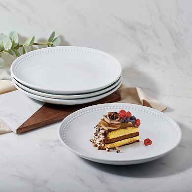 Fitz & Floyd 4-Piece Everyday White Beaded Coupe Salad Plate Set