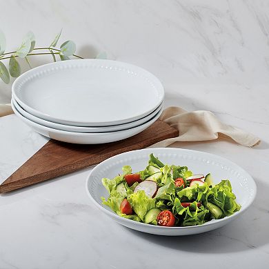 Fitz & Floyd 4-Piece Everyday White Beaded Coupe Salad Plate Set