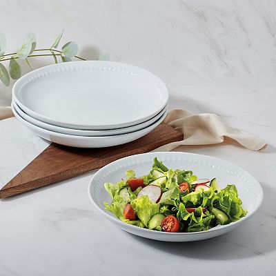 Fitz & Floyd 4-Piece Everyday White Beaded Coupe Salad Plate Set