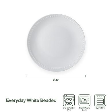 Fitz & Floyd 4-Piece Everyday White Beaded Coupe Salad Plate Set