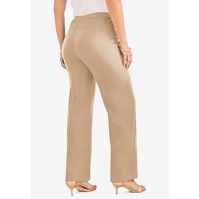 Roaman's Women's Plus Size Tall Plus Size Wide Leg Bend Over Pant