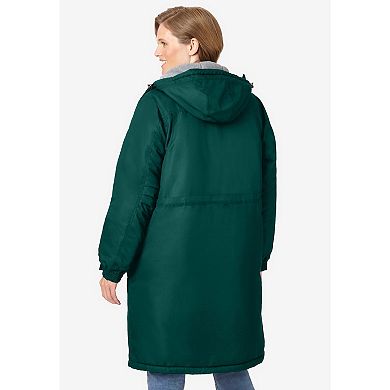 Woman Within Plus Size Mid-Length Microfiber Parka