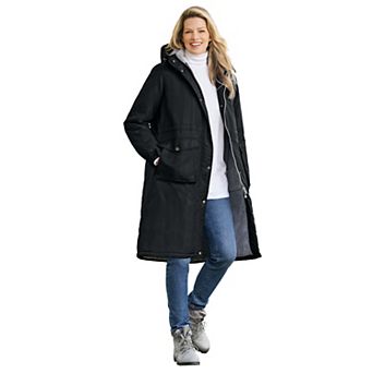 Woman Within Plus Size Mid-Length Microfiber Parka