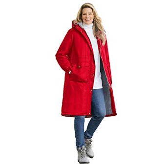 Woman Within Plus Size Mid-Length Microfiber Parka