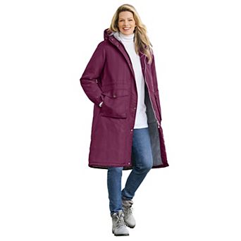 Woman Within Plus Size Mid-Length Microfiber Parka